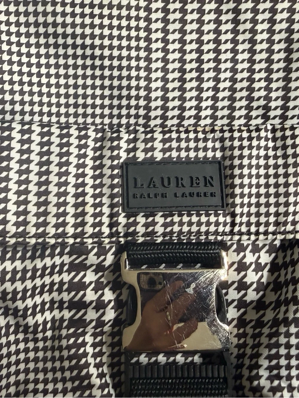 Lauren Ralph Lauren Vintage Houndstooth Large satchel purse zip Tote Bag Vintage